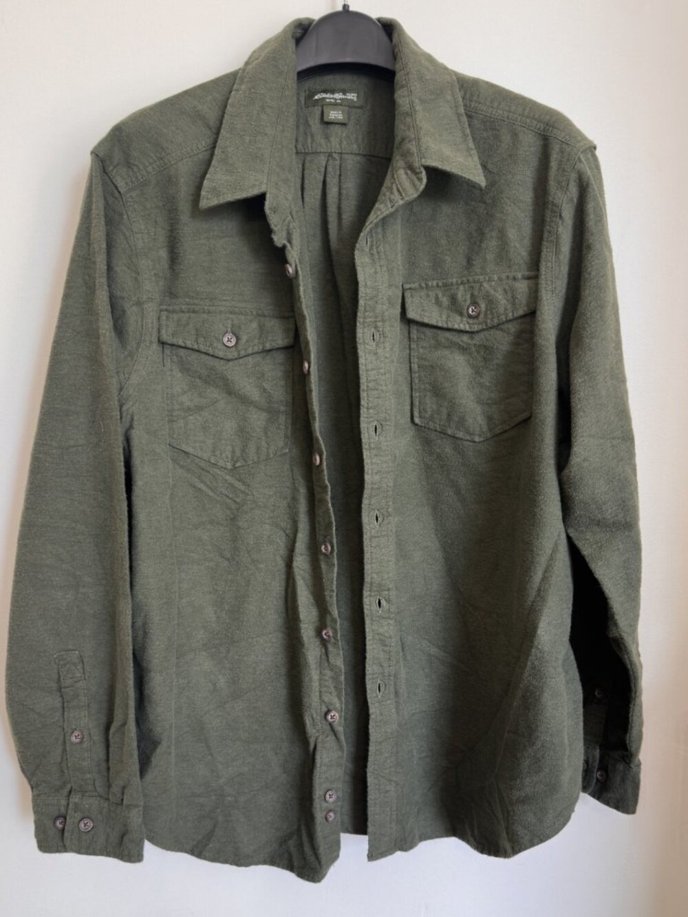 EDDIE BAUER GREEN BUTTON UP SHIRT 100% COTTON MEN'S XXL